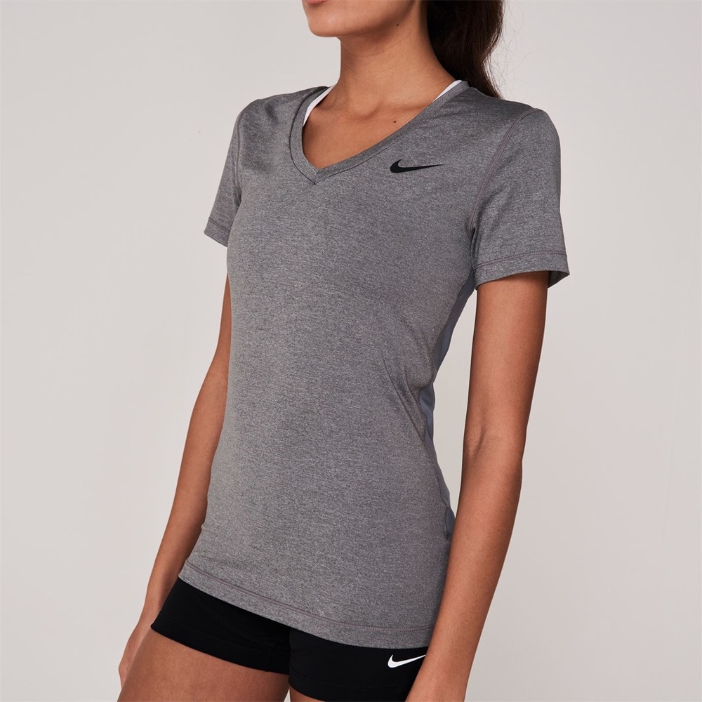 Gray Nike V Neck Workout Tee